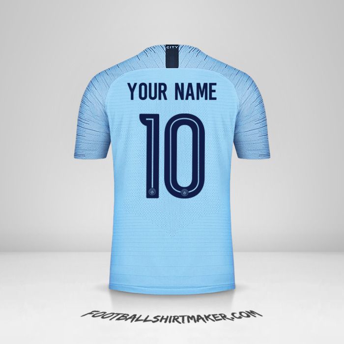 Manchester City Number 10 Make Manchester City 2018/19 Cup custom jersey with your Name