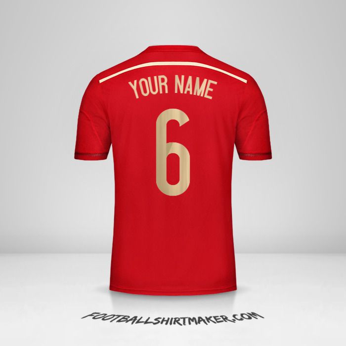 Spain 2014 jersey number 6 your name