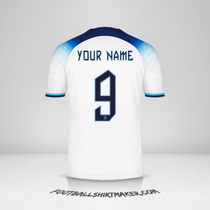 England 2022 shirt number 9 your name