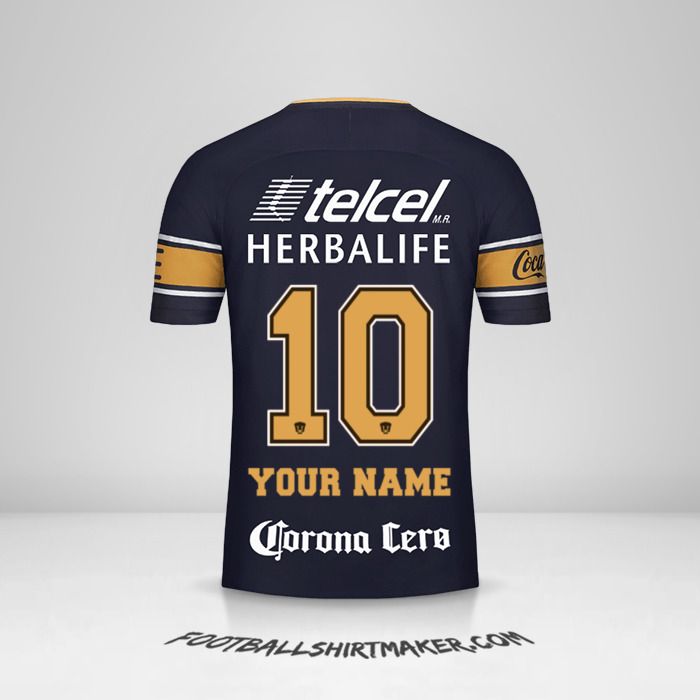 Pumas UNAM 2017/18 II shirt number 10 your name