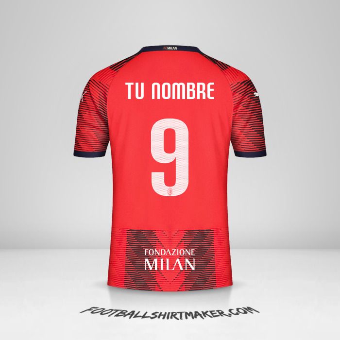 Camiseta AC Milan 2023/2024 Cup número 9 tu nombre