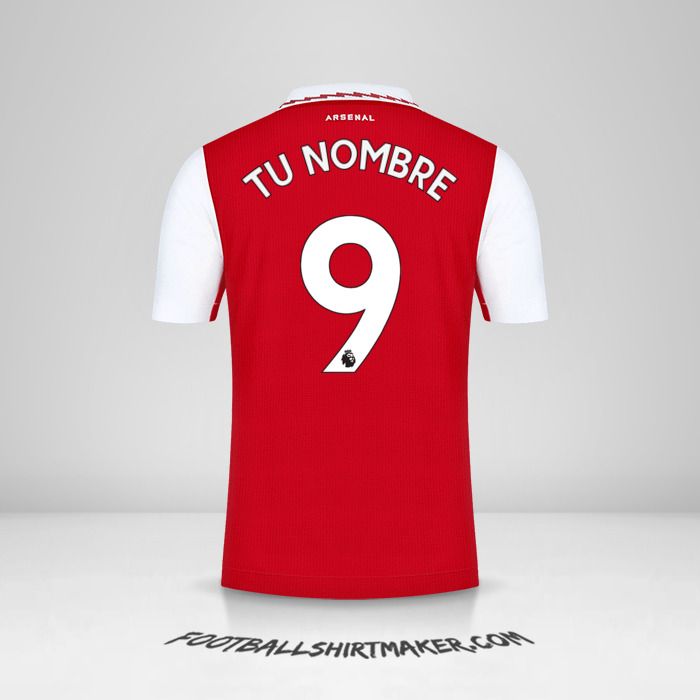 Camiseta Arsenal 2022/2023 número 9 tu nombre