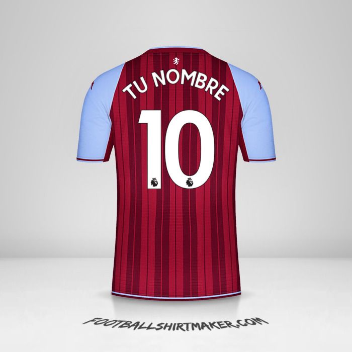 Camiseta Aston Villa FC 2021/2022 número 10 tu nombre