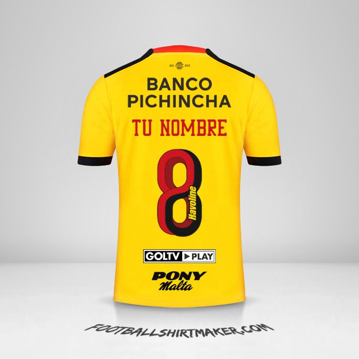Camiseta Barcelona SC 2022 número 8 tu nombre