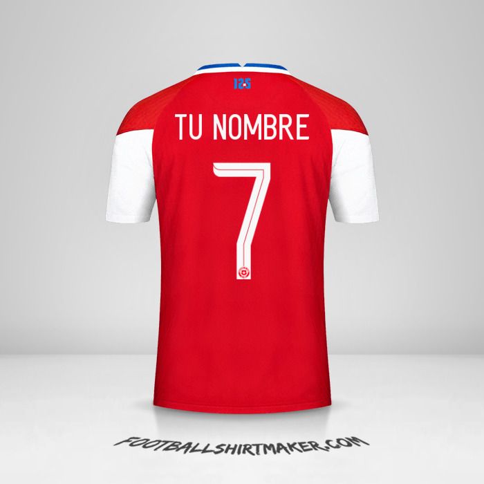 Camiseta Chile 2020/2021 número 7 tu nombre
