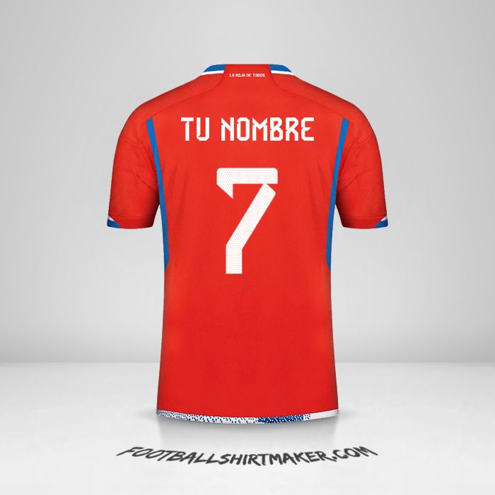 Camiseta Chile 2022/2023 número 7 tu nombre