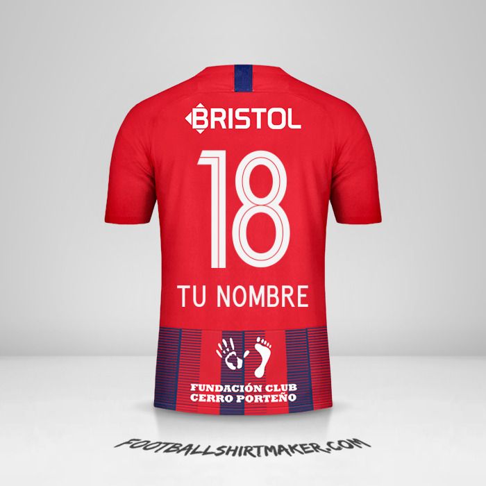 Camiseta Club Cerro Porteño 2019 número 18 tu nombre