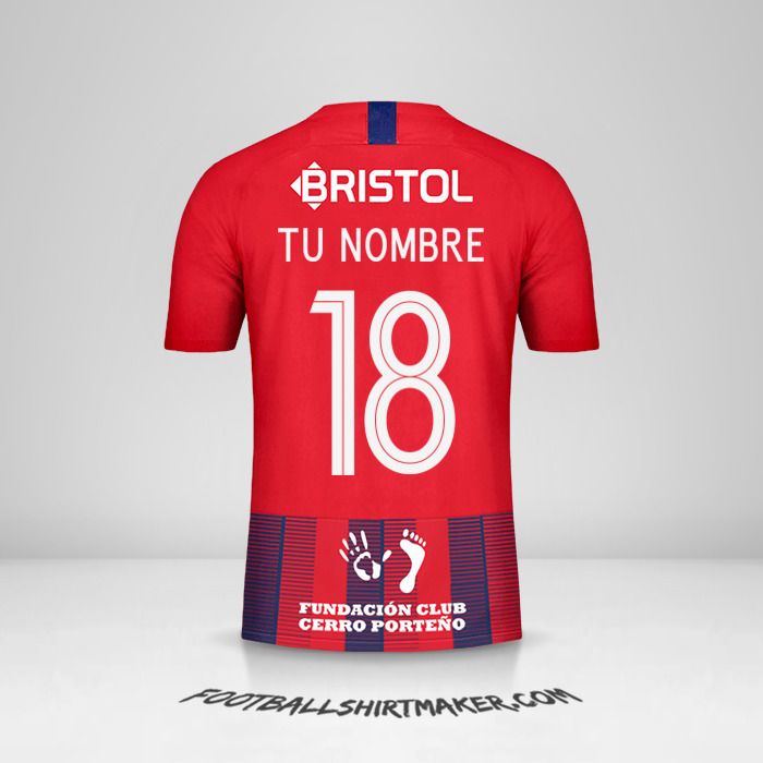 Camiseta Club Cerro Porteño Libertadores 2019 número 18 tu nombre