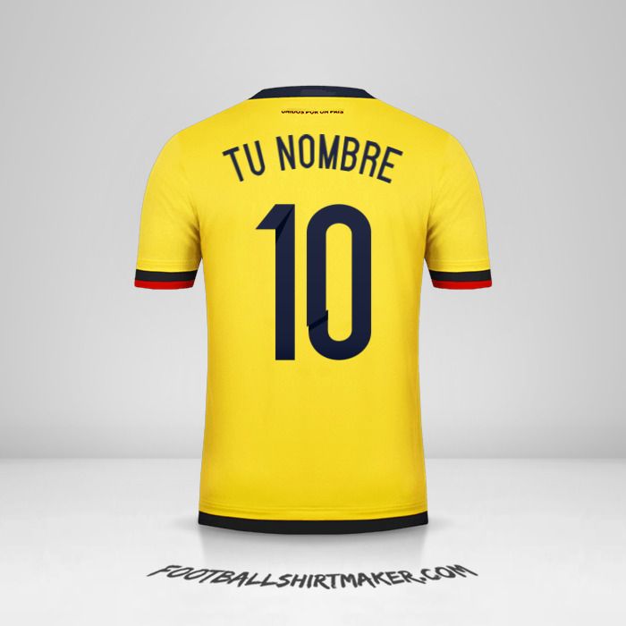 Camiseta Colombia 2015 número 10 tu nombre