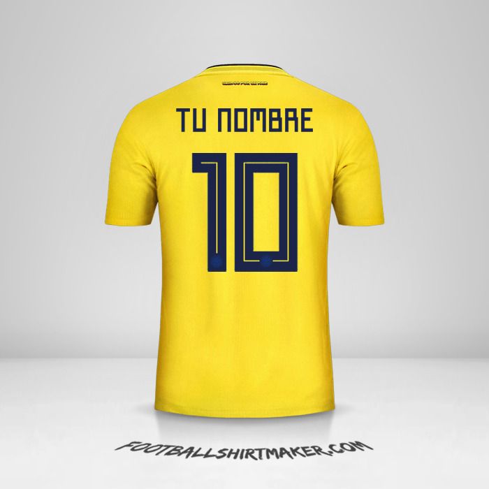 Camiseta Colombia 2018 número 10 tu nombre