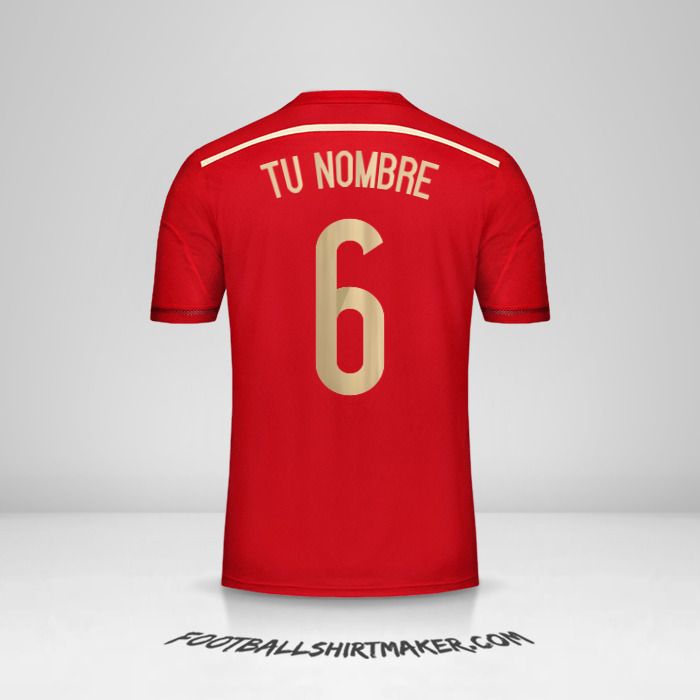 Camiseta España 2014 número 6 tu nombre