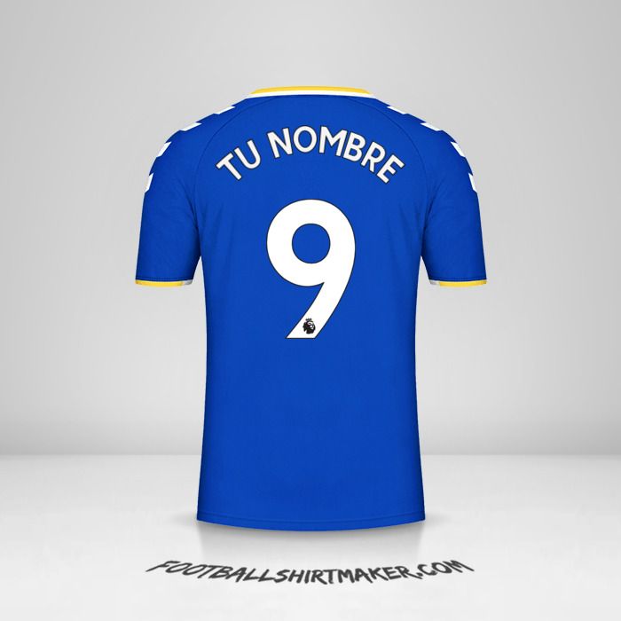 Camiseta Everton FC 2021/2022 número 9 tu nombre