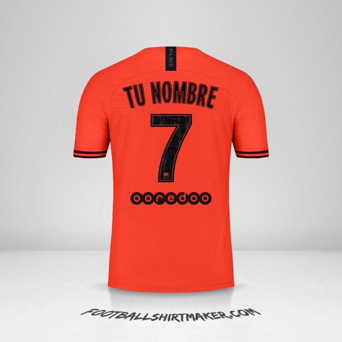 Camiseta Paris Saint Germain 2019/20 II Jordan número 7 tu nombre
