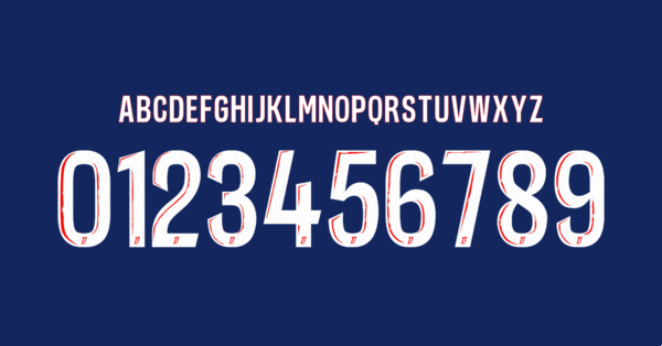 Tipografia Paris Saint Germain Camiseta 2024 2025 Nombres Letras Numeros Dorsales Fuente Preview 02 4688