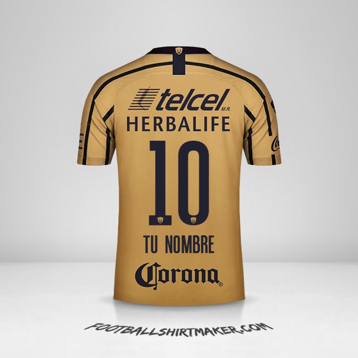 Camiseta Pumas UNAM 2018/19 II número 10 tu nombre