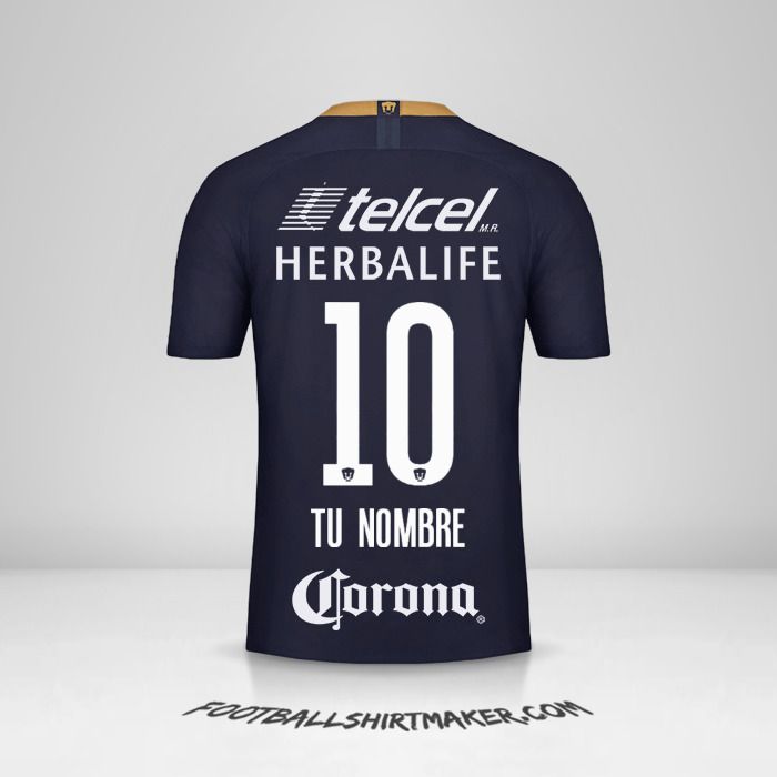 Camiseta Pumas UNAM 2018/19 III número 10 tu nombre