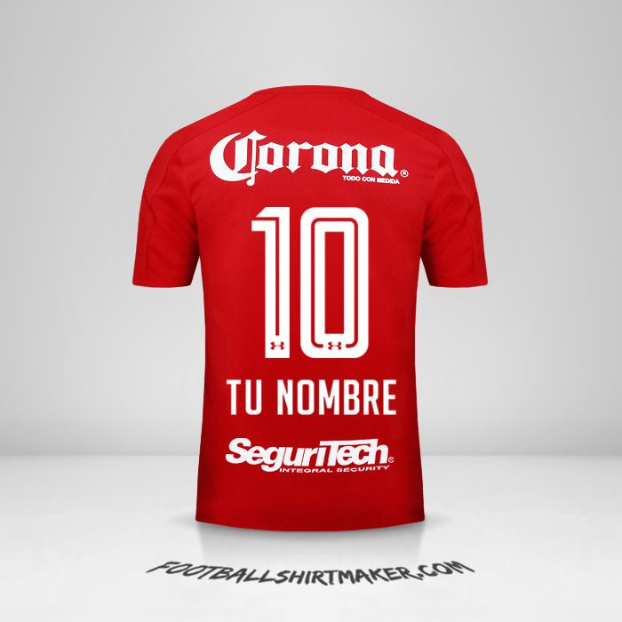 Camiseta Toluca FC 2017/18 número 10 tu nombre