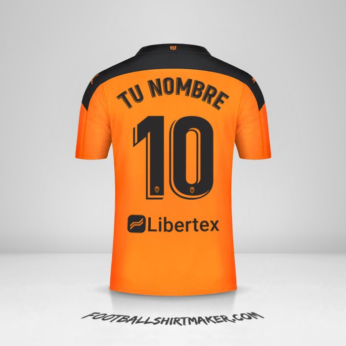 Camiseta Valencia CF 2020/21 II número 10 tu nombre