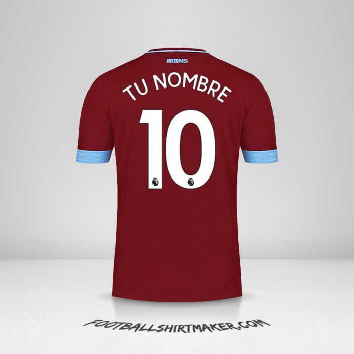 Camiseta West Ham United FC 2018/19 número 10 tu nombre