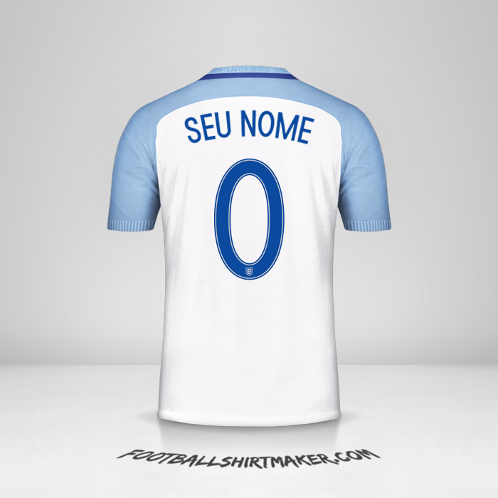 Camisa Inglaterra 2016/17 -  seu nome - 0