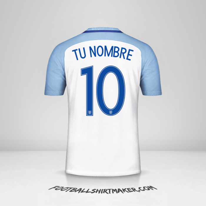 Camiseta Inglaterra 2016/17 número 10 tu nombre