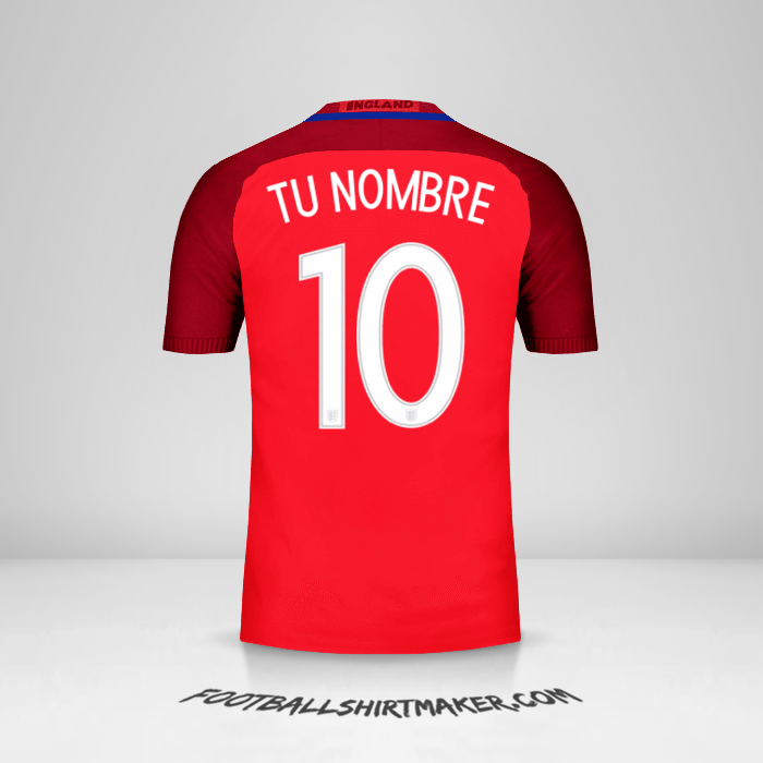 Camiseta Inglaterra 2016 II número 10 tu nombre