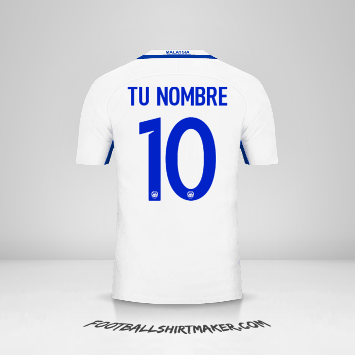 Jersey Malasia 2016/17 II número 10 tu nombre