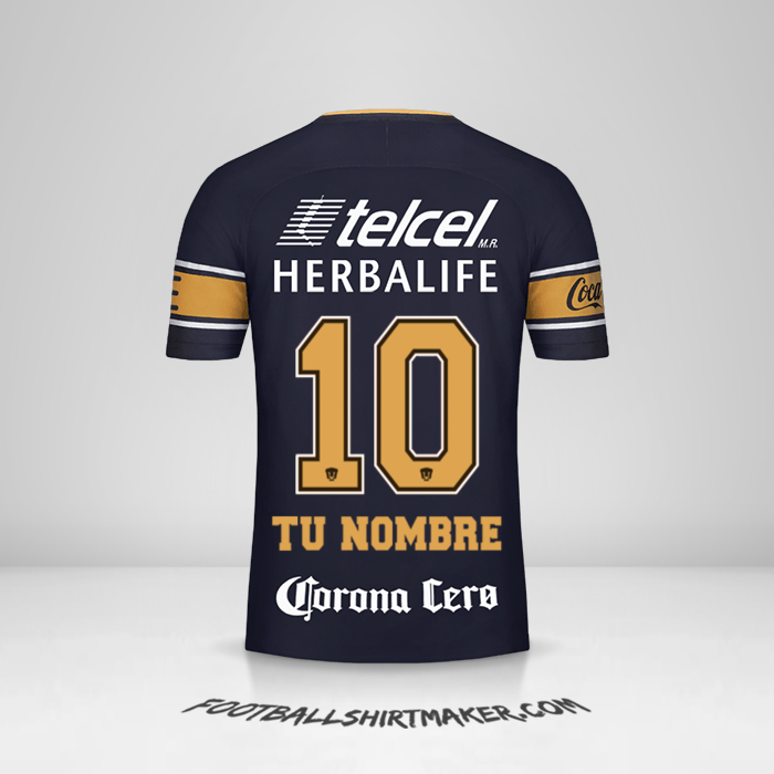 Jersey Pumas UNAM 2017/18 II número 10 tu nombre