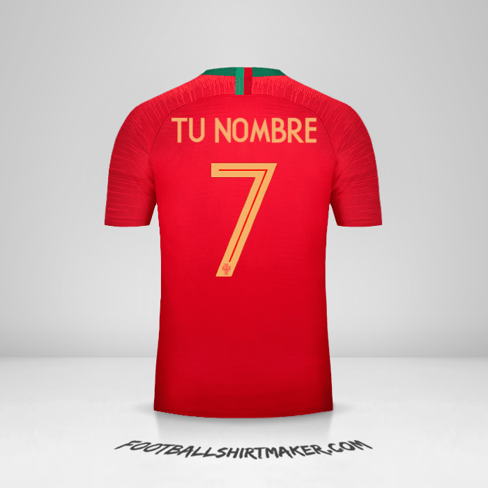 Jersey Portugal 2018 número 7 tu nombre