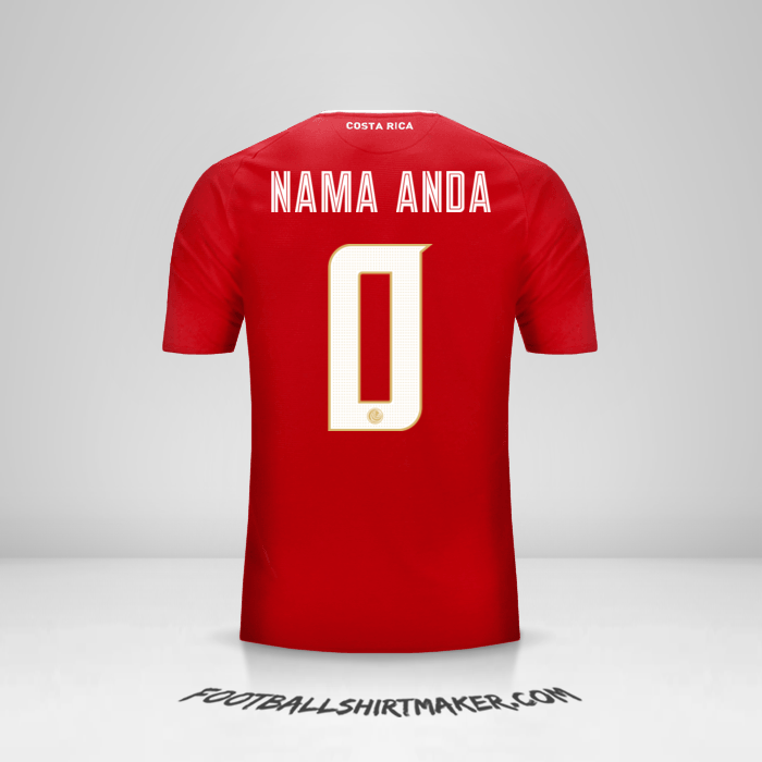 Jersey Kosta Rika 2018 -  nama anda - 0