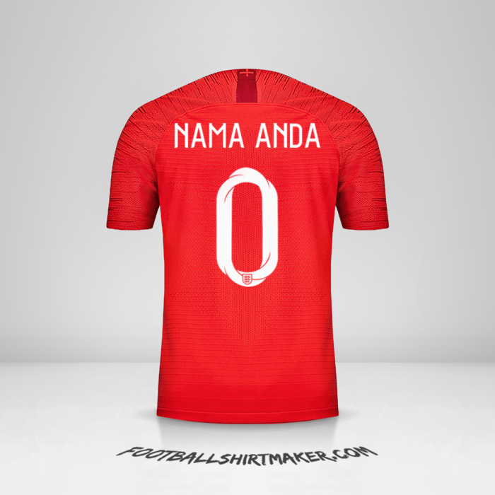 Jersey Inggris 2018 II -  nama anda - 0