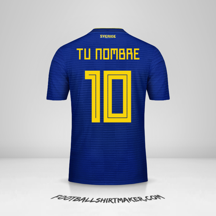 Camiseta Suecia 2018 II número 10 tu nombre