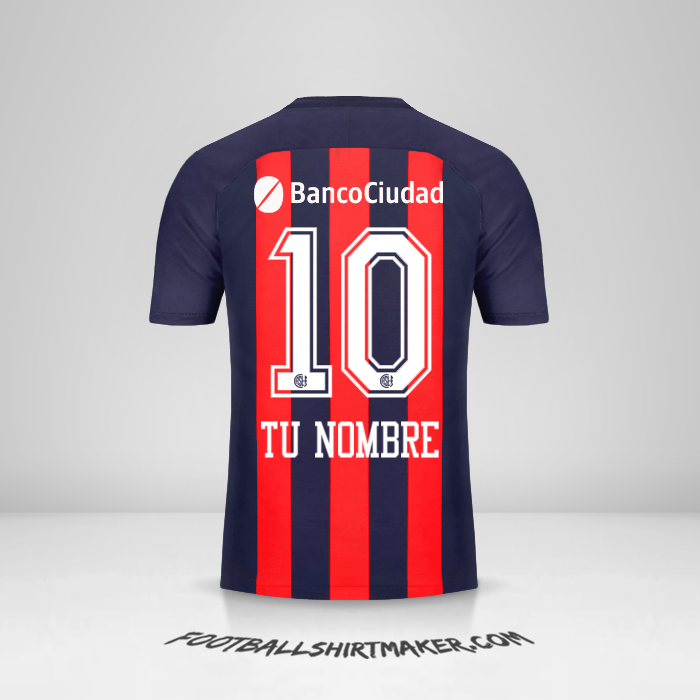 Jersey San Lorenzo 2018 número 10 tu nombre