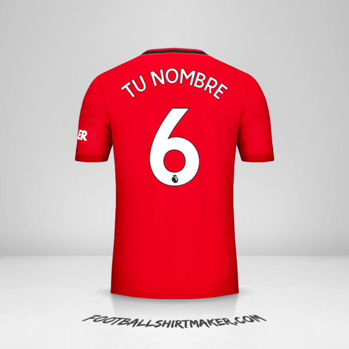 Camiseta Manchester United 2019/20 número 6 tu nombre