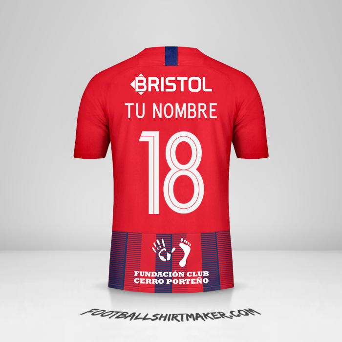 Camiseta Club Cerro Porteño Libertadores 2019 número 18 tu nombre