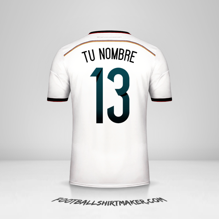 Camiseta Alemania 2014 número 13 tu nombre