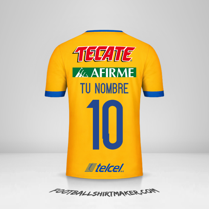 Camiseta Tigres UANL 2017/18 número 10 tu nombre