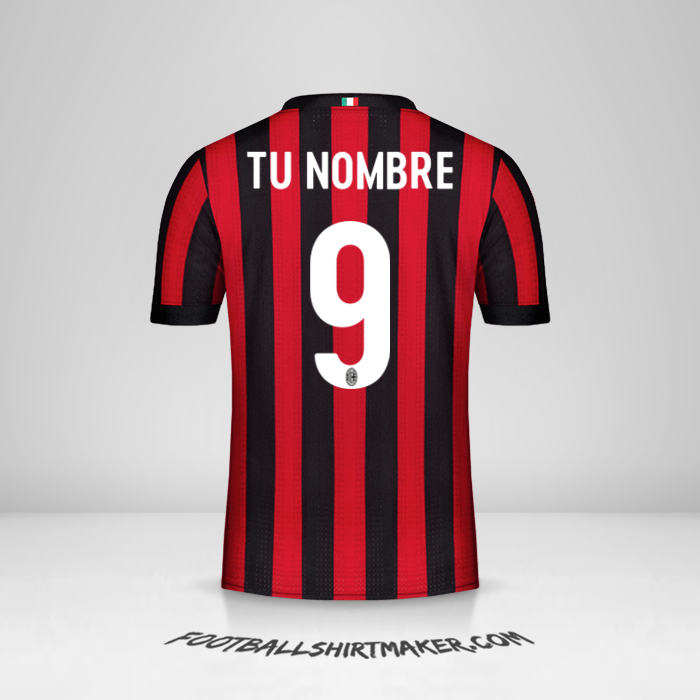 Jersey AC Milan 2017/18 número 9 tu nombre