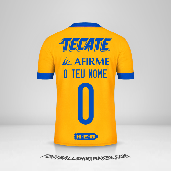 Camisola Tigres UANL 2020/21 -  o teu nome - 0