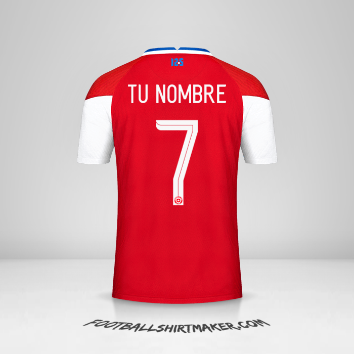 Camiseta Chile 2020/2021 número 7 tu nombre