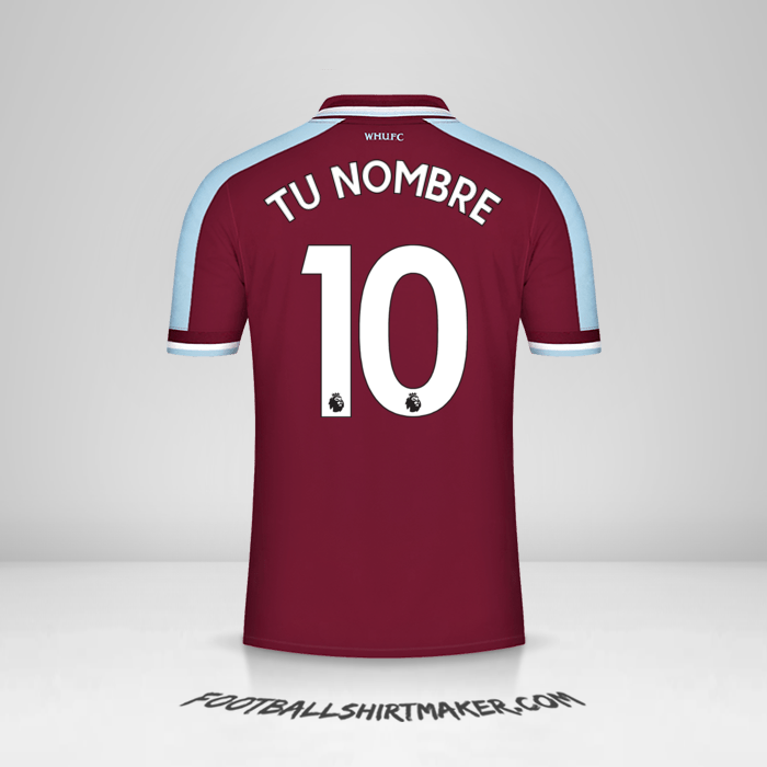 Jersey West Ham United FC 2021/2022 número 10 tu nombre