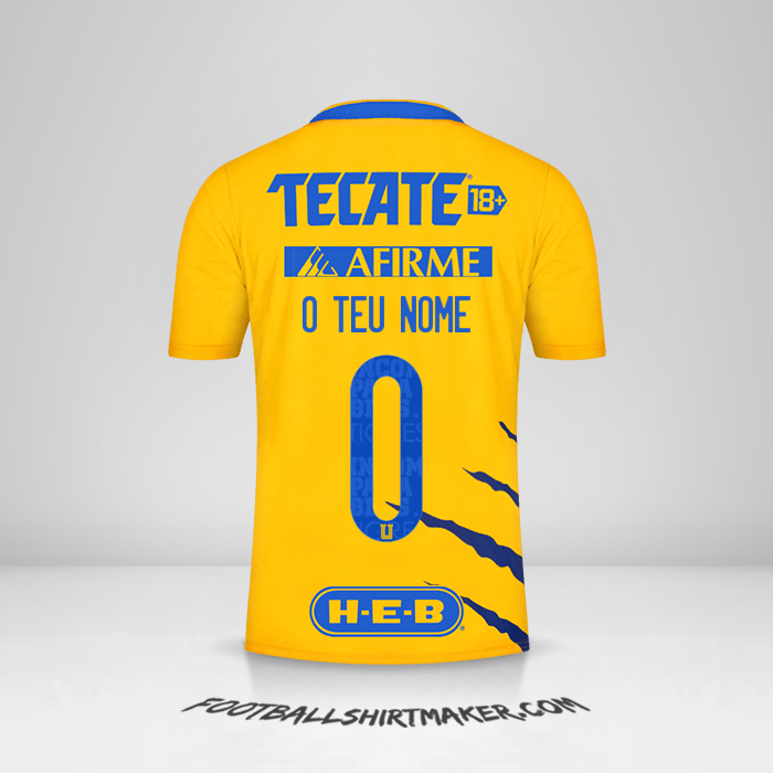 Camisola Tigres UANL 2021/2022 -  o teu nome - 0