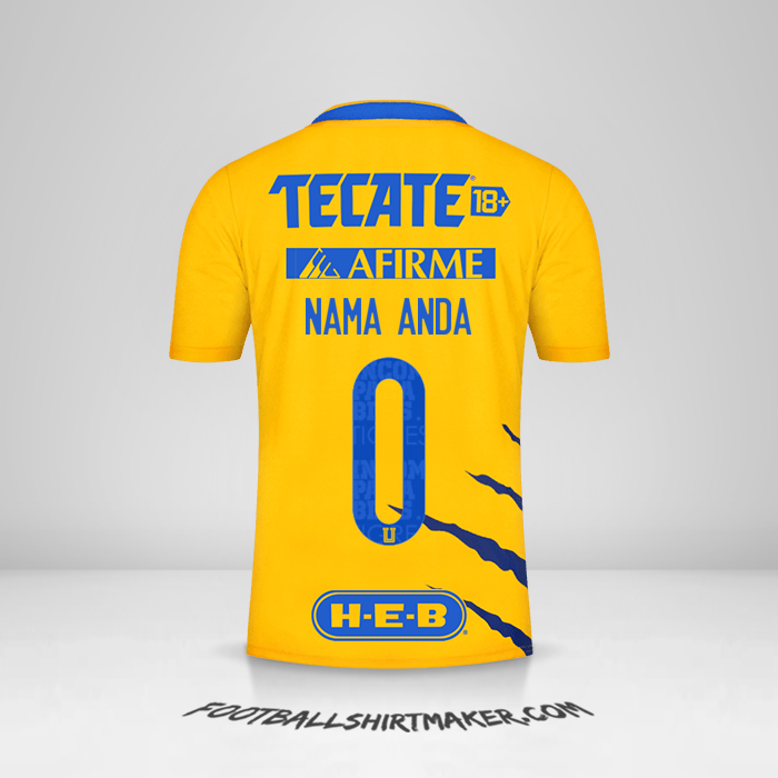 Jersey Tigres UANL 2021/2022 -  nama anda - 0