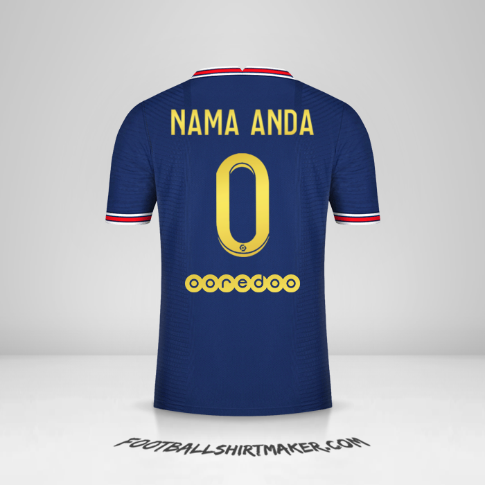 Jersey Paris Saint Germain 2021/2022 Gold -  nama anda - 0