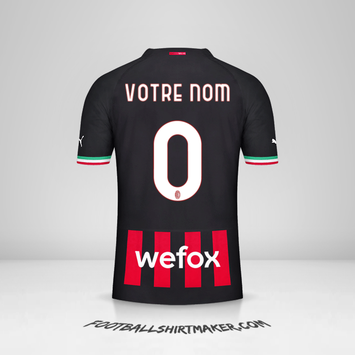 Maillot AC Milan 2022/2023 -  votre nom - 0