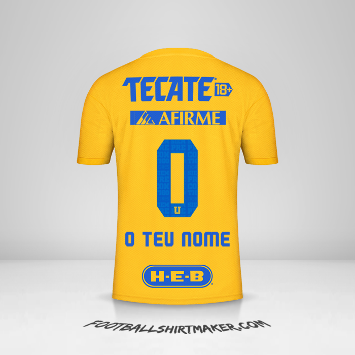 Camisola Tigres UANL 2022/2023 -  o teu nome - 0