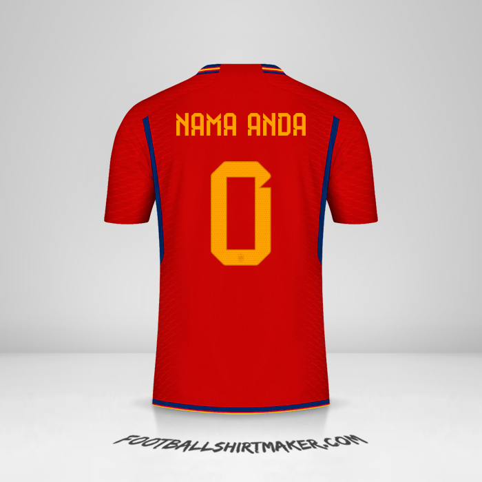 Jersey Spanyol 2022 -  nama anda - 0