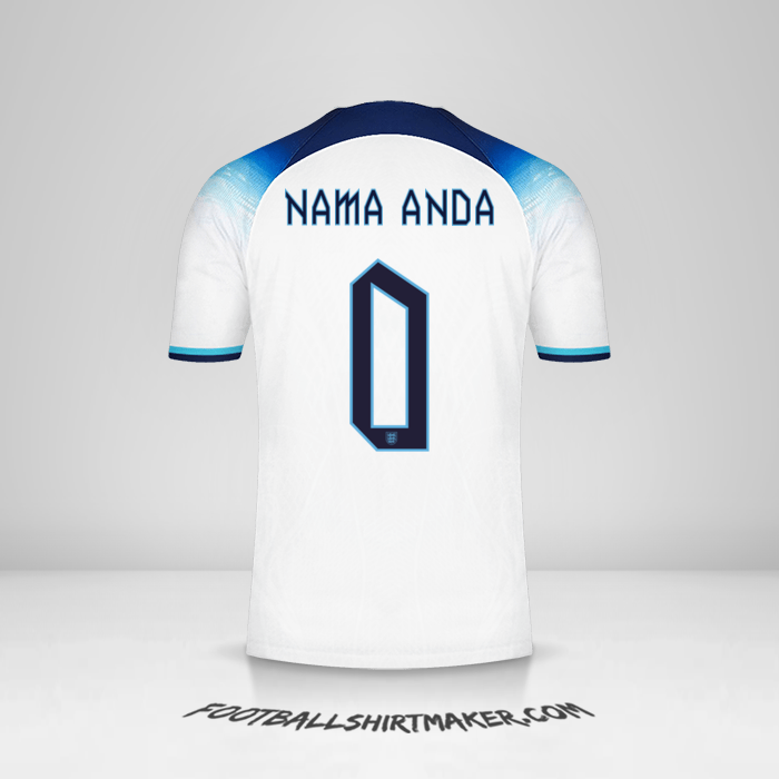 Jersey Inggris 2022 -  nama anda - 0