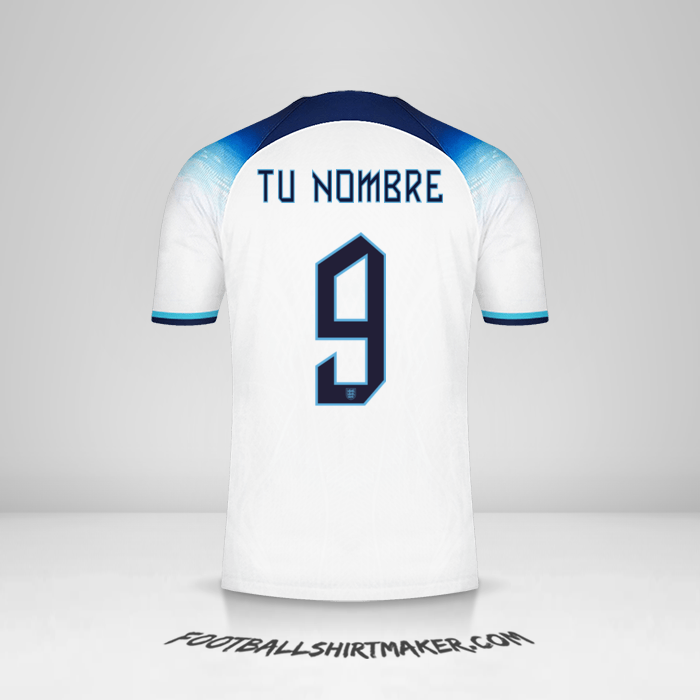 Camiseta Inglaterra 2022 número 9 tu nombre