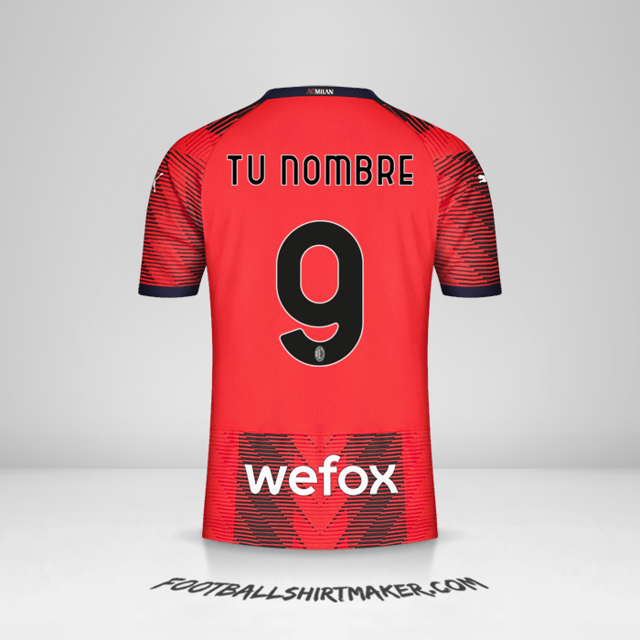 Camiseta AC Milan 2023/2024 número 9 tu nombre